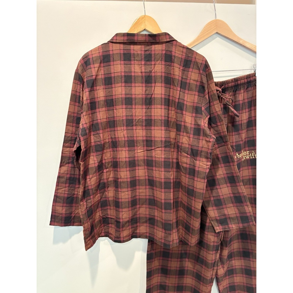 Taylor Swift Evermore Album Plaid Flannel Pajama Set Women Sz L Cotton Lounge - Picture 7 of 11